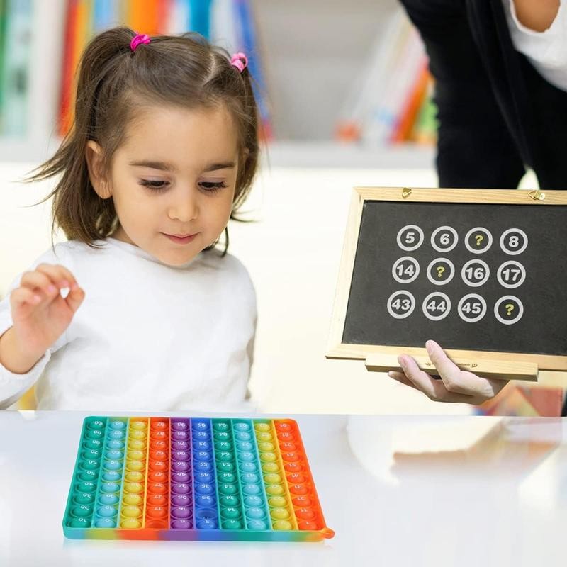 7.8in Big Size P0pp Math Toys , Rainbow Square Fidget