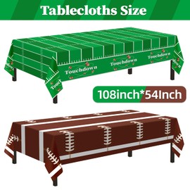 Football Party Decorations,2 Pack Football Tablecloth Disposable Plastic Tablecloth 54" x 108",Football Birthday Party Decor,Football Table Cloth for Rectangle Tables,Football Party Supplies for Home