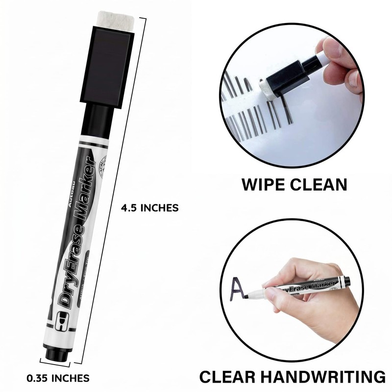 Autoau Whiteboard Markers, Pack of 10, Foil Pen, Wipeable Magnetic