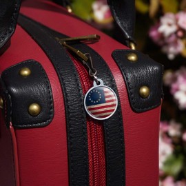 Rustic Betsy Ross 1776 Distressed American Flag Jacket Handbag Purse Luggage Backpack Zipper Pull Charm