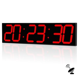 CHKOSDA 27.5''Large Digital Wall Clock,Auto Time Sync Digital Clock with Easy Operation, Big Timer with Countdown and Countup,Automic Wall Clock with Alarm,Clendar and Termperature (Red)