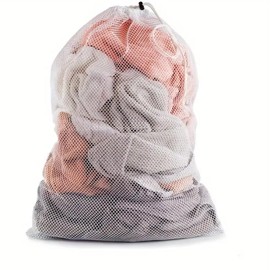 Drawstring Mesh Laundry Bag, 79x 68cm Durable Laundry Net Washing Bag with Drawstring, Extra Large Mesh Laundry Bag for Washing Machine Travel, Delicates, Bra, Toy Storage (WHITE)