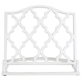Home Basics Cast Iron Moroccan Lattice Cookbook Stand Holder, 10.5 x 5.5 x 9 Inches (White)