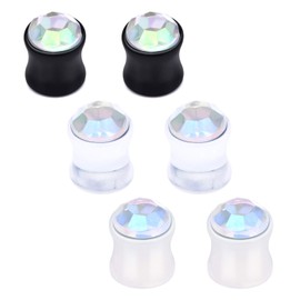 AVYRING Clear CZ Stone Ear Gauges Acrylic Screw Ear Plugs Tunnel Ear Expander Stretcher Piercing 12MM Ear Tunnels Piercing