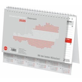 Schreibtischkalender Österreich klein 2025: Tischkalender zum Aufstellen. Klappkalender mit österreichischen Feiertagen und Schulferien. 24 x 18 cm. (Bürokalender Heye)