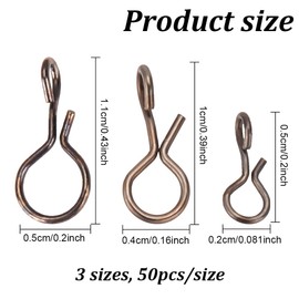 GOMAKERER 150 Pcs 3 Sizes Fishing Hook Line Connector, Stainless Steel No Knot Fast Snaps Quick Fly Fishing Snaps Quick Lure Change Clips for Flies Jigs Lures