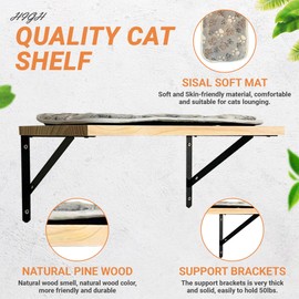 Cat Shelf for Wall Shelves with Cat Scratching Funnel Cushion Mat- Wood Floating Wall Shelf with Upgraded Installation- Wall Mount Cat Shelf Bed for Indoor Sleeping, Playing, Climbing