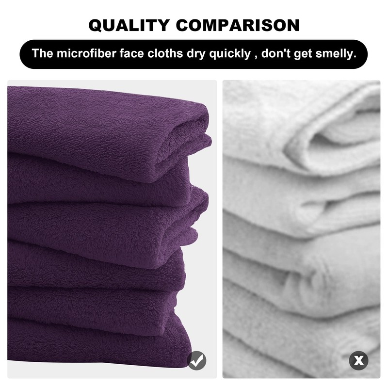 MOONQUEEN Microfiber Facial Cloths Fast Drying Washcloth 12 Pack -