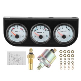 Triple Gauge Kit, Medidor de Temperatura del Agua con Voltaje y Presión de Aceite 52 mm/2" Automotive Gauge for Most Cylinder Blocks