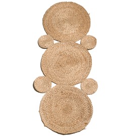 Chardin home Jute Braided Circles Table Runner, Boho, Artisanal Center Decor for Tables, Chests, Counter Tops, Consoles and More, 13x36 Inch Runner