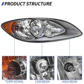 Revworth Halogen Headlights Assembly Fit for 2008-2016 International ProStar, Not included bulbs, Driver Side