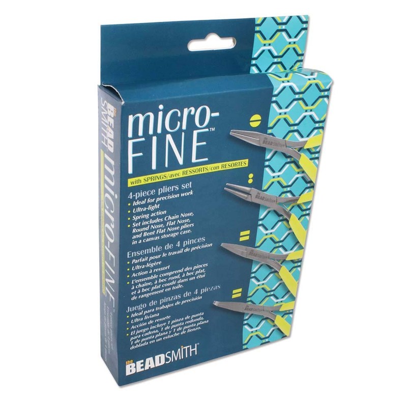 Eurotool Beadsmith Plier Set, Microfine 4 Piece Set with Case