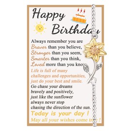 Tarsus Sunflower Gifts, Happy Birthday Gift Yr Age Year Old Girl Birthday Gifts Ideas for Women Best Friend Sister Daughter Sunflower Bracelet Bday Jewelry