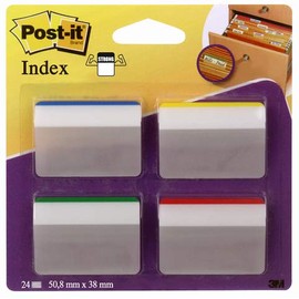Post-It Durable Tabs, 2" X 1.5" Beige/Green/Red/Canary Yellow, 24 Tabs/Pack - Lot of 4
