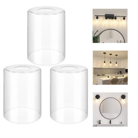 3-Pack Clear Glass Lampshade Replacement, High Transmittance Cylinder Glass Cover, 5.51in Height, 3.93in Diameter, 1.69in Fitter Lamp Shade Replacement for Pendant Chandelier Wall Light