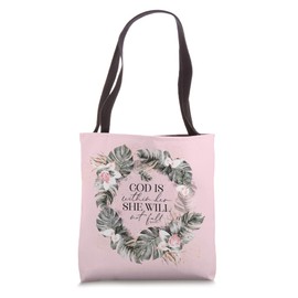 Pink Floral Inspirational Christian Woman Quote Psalm 46:5 Tote Bag