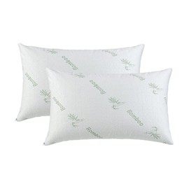 Dreamaker Twin Pack Bamboo Knitted Waterproof Pillow Protector, Naturally Anti-Microbial and Hypoallergenic, Easy Zip Closure, Rustle Free Breathable TPU Layer, Standard Size 48 x 73cm (Pack of Two)