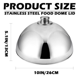 Stainless Steel Melting Dome for Griddle-10 Inch Basting Cover & Steam Lid with Heat-Resistant Handle for Home Restaurant Kitchen （Silver）