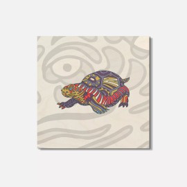 Unbranded Turtle Doodle Waves Pattern Animal 4'' X 4'' Square Wooden Coaster