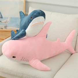 Herfair Plush Toy Whale Shark Large Cuddly Toy Soft Plush Toy Hug Pillow Animal Cushion Decorative Cushion Comfortable Sleeping Pillow for Children Adults Birthday Gifts (Pink, 26 cm)
