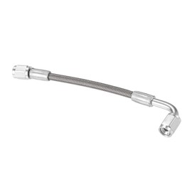 VekAuto AN3 Braided Steel Turbo Oil Feed Line 90 Degree to Straight Hose End, 6" Remote Turbocharger Oil Drain Return Line Universal for Car Durable Stainless Steel PTFE Silver Tone