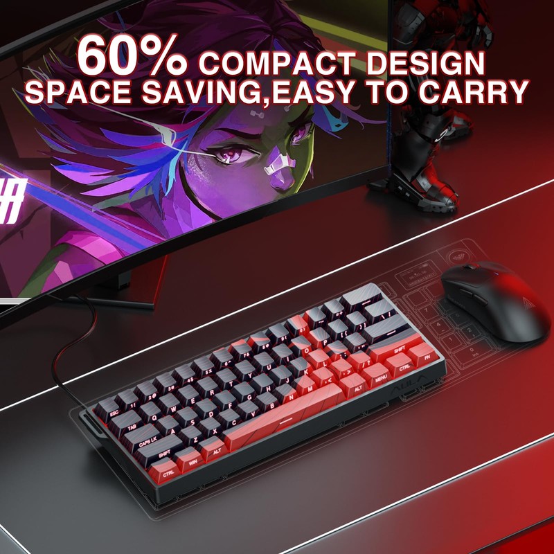 AULA WIN60 HE MAX - 60% Mechanical Gaming Keyboard Wired,