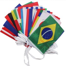 SHATCHI 10m/33ft Fabric Bunting Qatar 2022 FIFA World Cup With 32 Teams National Flags Football Soccer Sports Event Banner Party Decorations