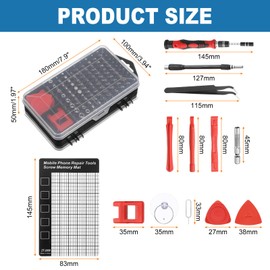 sourcing map 123 in 1 Magnetic Precision Screwdriver Set Electronics Repair Tools Kit with 96 Bits Flexible Shaft and Extension Rod for Cellphone Game Console Laptop PC Computer Camera, Red