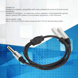 6.35mm 1/4 Inch Mono Male to Dual Female Jack Cable, 19.7in Aluminum Alloy Shell Audio Splitter Cable, Stereo Male Plug to Dual Female Jack