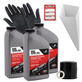 Factory Racing Parts Oil Change Kit compatible with Honda NT650, VT600C, VT600CD – Includes 3 Quarts of 10W-40 Full Synthetic Oil, 1 Filter, 1 Crush Washer, 1 Funnel, 1 Oil Change Sticker