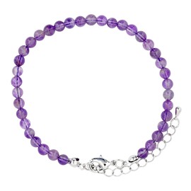 Taddart Minerals - Purple Natural Gemstone Amethyst Anklet with 4mm Balls and Extension - Handmade, amethyst