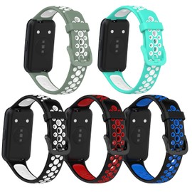 TenCloud 5 Pack Bands intended for Amzhero Runfit D26 Watch Strap Silicone Breathable Sport Bands intended for Amzhero Runfit D26 Fitness Tracker 1.47 inch