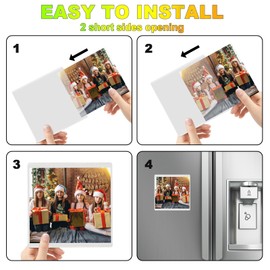 CHUNNIAO White Magnetic Picture Frame 4X4 for Refrigerator,12 Pieces Square Photo Magnets Sleeves for Fridge and Whiteboard,Locker