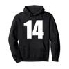 Number Fourteen Numeral 14 Plain White Numbers Pullover Hoodie