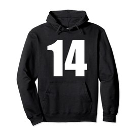 Number Fourteen Numeral 14 Plain White Numbers Pullover Hoodie