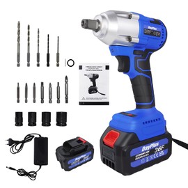 Qimu Brushless Impact Wrench,21V Cordless 1/2 Inch Impact Gun,3-IN-1 Power Electric Wrench Max Torque 420N.m,Impact Drill Set with 6.0Ah Battery&Charger, 4Pcs Sockets,Variable Speed for Car Tires