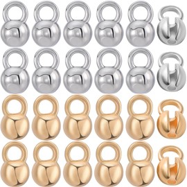 Beebeecraft 1 Box of 28 Pearl Tips Knot Covers 18K Gold-Plated and Platinum Plated Brass 6mm Open Pearl Tips Shell Shell Bead Covers for Folding