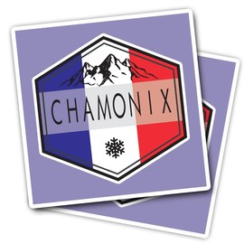 Chamonix 2 x 7.5cm Square Vinyl Sticker Decal Laptop Tablet Luggage Scrapbooking Refrigerator #59922