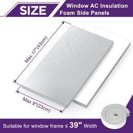 Mxclimate Window AC Insulated Foam Panels with Aluminum Foil Heat Reflection Back,Good Sealing Surround Insulation Side Panels Kit with Top Seal Strip,Heat Insulation,Reflect Light
