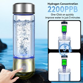 2025 New Hydrogen Water Bottle, 2200PPB in 3Min, SPE PEM Tech, Portable 16OZ, Rechargeable Hydrogen Water Bottle for Travel, Home, Office – Gift for Family & Friends (Silver)