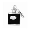 Solid Black Faux Leather Stainless Steel 1oz Key Ring Flask