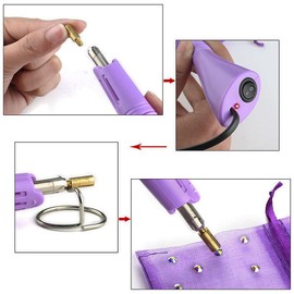 Hotfix Rhinestone applicator 7 in 1 Professional Iron-on Hot Fix Wand Crystal Gem Rhinestone Heat-fix Tool (Purple)