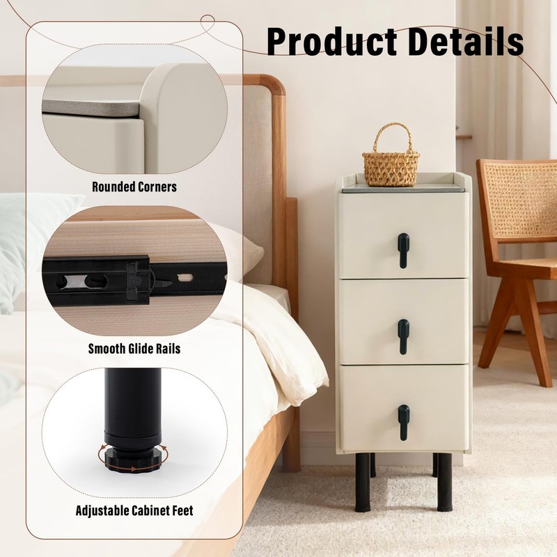 Homcosan Night Stand Small Size 9.84", Modern Minimalist Bedside Table