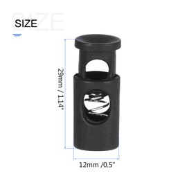 METALLIXITY Plastic Cord Locks (1.14" x 0.5" x 0.5") 10pcs, Single Hole Spring Loaded Clamps Drawstring Rope Cord Locks Toggles Buckle Stoppers for Drawstring Shoelaces Clothing, Black