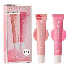 Summer Fridays - Juego de regalo de bálsamo labial tintado rosa dulce (2 unidades) Includes Strawberry Soft Serve & Birthday Cake, Hydrating Lip Balm & Overnight Lip Mask with Shea Butter
