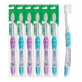 GUM 527P GUM Technique Deep Clean Toothbrush Sensitive Bristle, Compact Head, 6-PACK