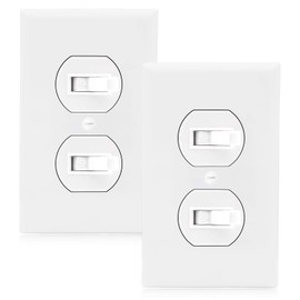 Maxxima AC Toggle Combination Switch White Wall Plates Included Duplex Switch 15 Amp (Pack of 2)