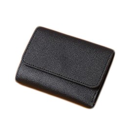Huimei Women's Tri-Fold Wallet, Cute, Trifold Wallet, Compact, Small, PU Leather, Large Capacity, Coin Purse, Mini Wallet, Anti-Skimming, Lightweight, Birthday Gift, Black