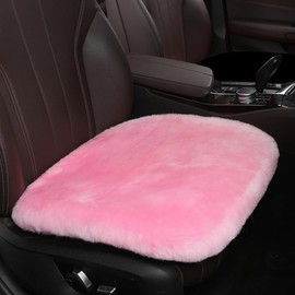 LLB Genuine Sheepskin Car Seat Cushion Seat Covers for Cars Trucks SUV Comfort Seat Protector Pad for Car Driver Seat Car Accessories for Women 19.2 X 19.2 in (Pink, Front Seat Cushion-1 Pc)