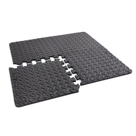 Phoenix Fitness Interlocking Floor Mats - 12 Non-Slip EVA Foam Flooring Tiles for Home, Gym, Garage, Kids Room & Exercise - Heavy-Duty Protective Floor Mat for Indoors & Outdoors - 30x30cm, Black